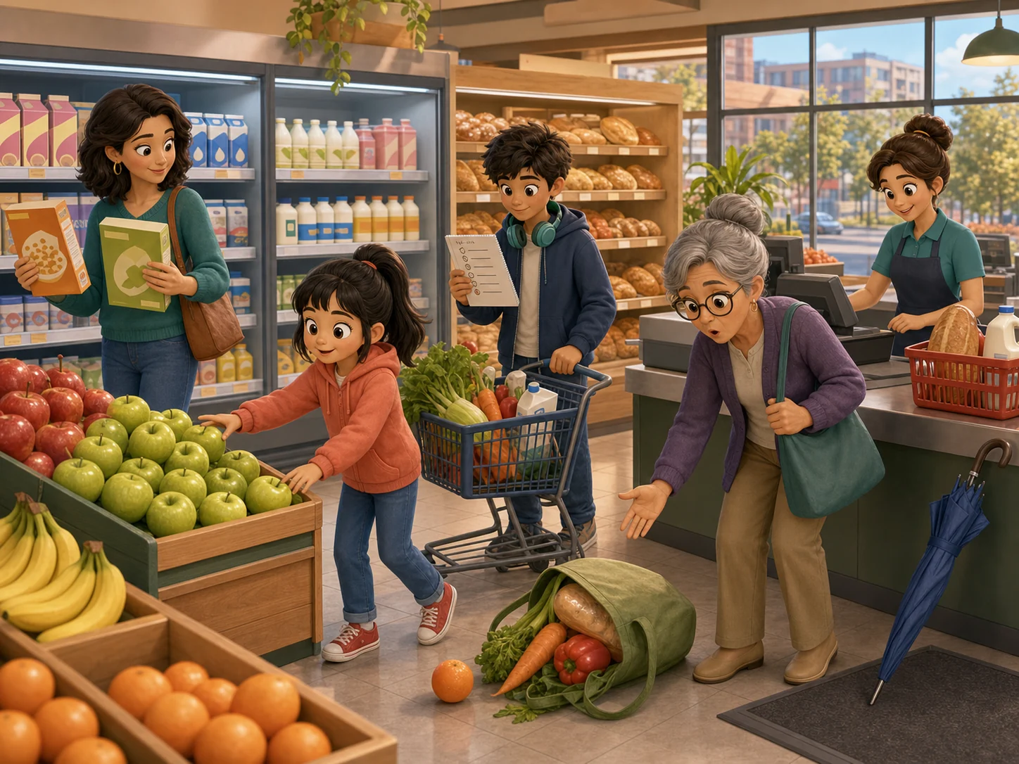 At the Supermarket — cảnh siêu thị